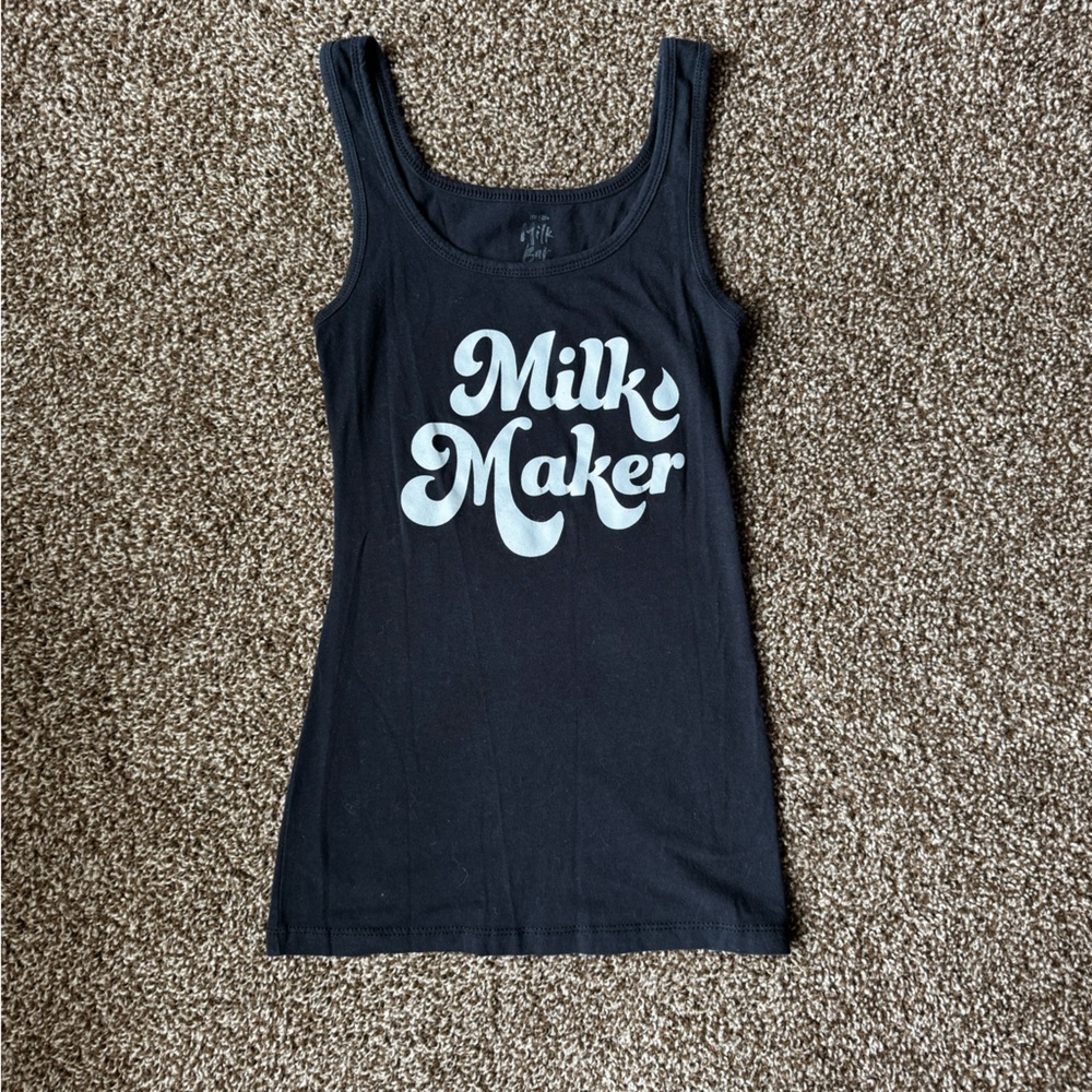 The Little Milk Bar “Milk Maker” Black Tank Top XS